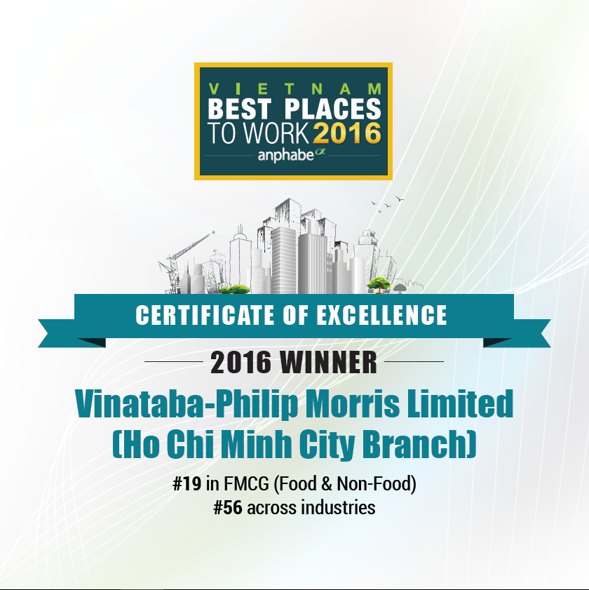 Vinataba-Philip Morris HCMC Branch - 2nd year in Top 100 Vietnam Best Places to Work